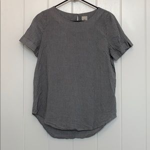 Grey and white striped shirt